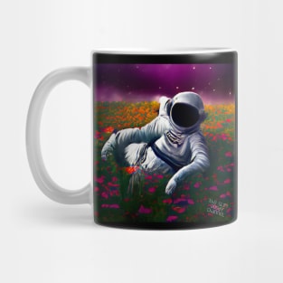 Astronaut in flowers relaxing to slim goody sounds! Mug